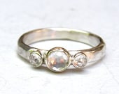 Similar diamond ring wedding ring Engagement Ring -whiteTopaz ring   - Recycled Fine Silver ring Made to order