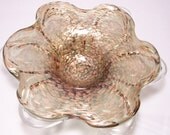 Venetian Murano Art Glass Green Aventurine Clear Bowl Dish 11" Diameter 326z
