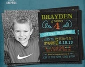 Tumble, Jump Flip & More. Photo Chalkboard Trampoline Bounce House or Little Gym Birthday Party Invite by Tipsy Graphics Il_170x135