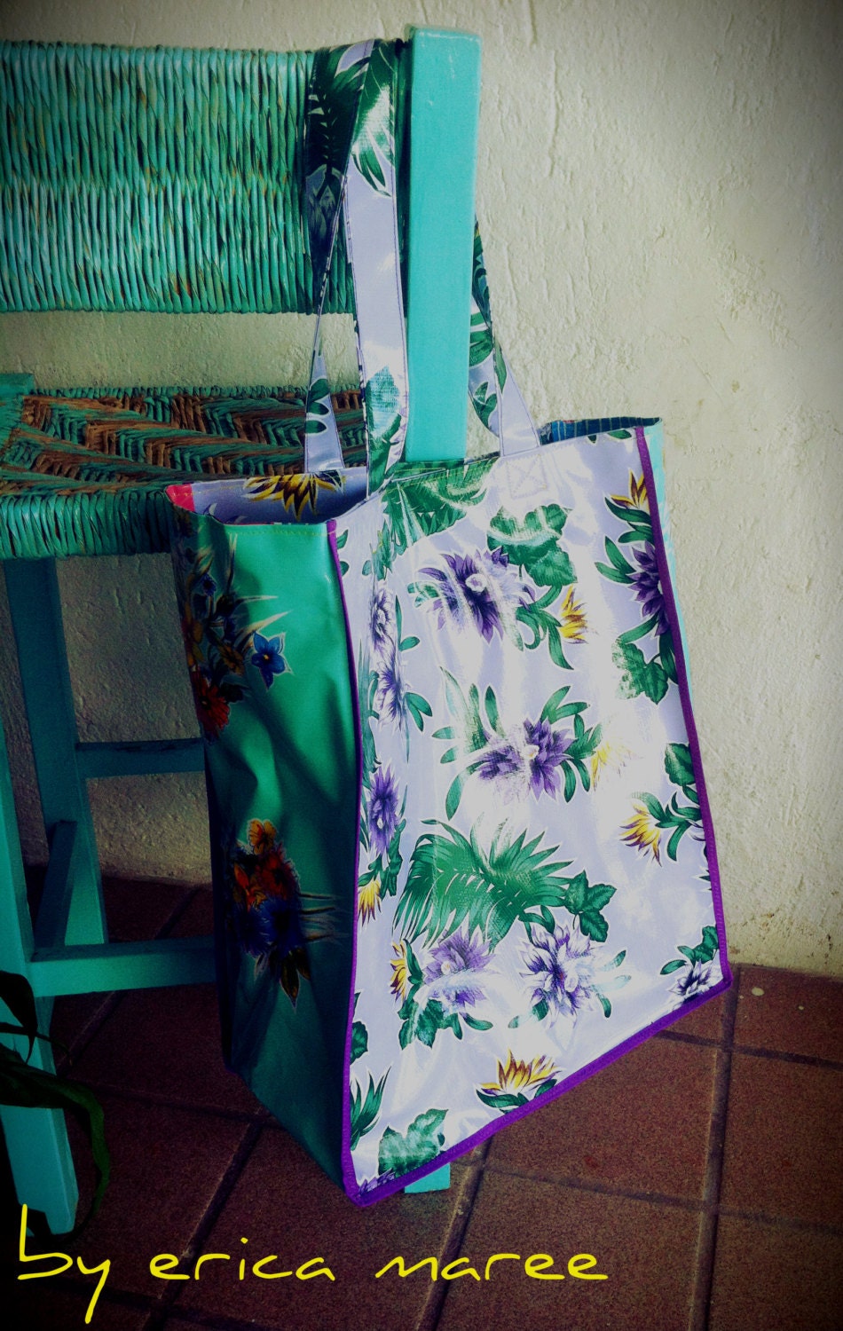Mia Mexican Beach or Market Bag in Oil Cloth
