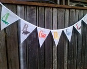 Alphabet Animals Bunting Flags hand painted fabric pennant flags with Animals and letters A-G Il_170x135