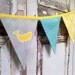 Bunting Flags Yellow Aqua and Gray Maritime Theme - All Hands on Deck Modern Fabrics