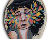 Original Painting on a Log Acrylic, painting, Ben Geiger, art, colorful