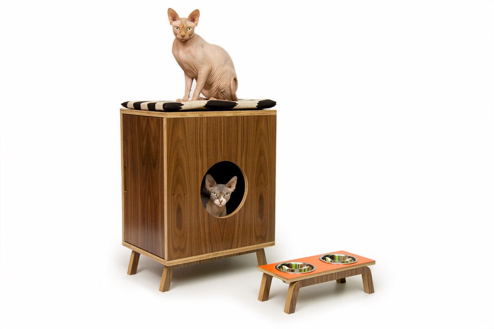 Mid Century Modern Cat House Side Table & Litter Box Cover