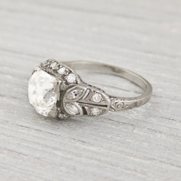 1.80 Carat Vintage Old Mine Cut Diamond Engagement Ring