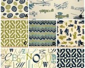 Custom Crib Bedding You Design   Bumper and Bedskirt in Natural,blue and green