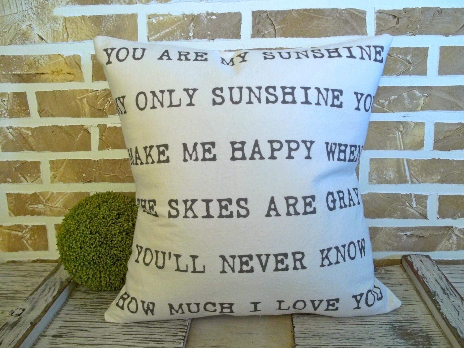 You are my Sunshine - Washed Cotton Canvas in Off White