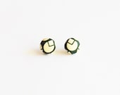 Raindrops in Space - upcycled vintage scarf - Repurposed Covered Button Earrings - green earrings - teardrops - leaf - upcycled earrings