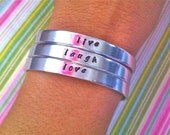 SALE- Personalized Hand Stamped Cuff and Ring Set