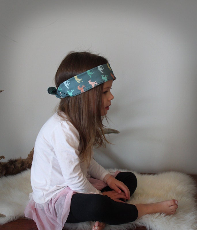 Bandana headband colorful horses . horse headband . little girl hair accessories . equestrian . hipster headband .