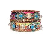 Medium size tribal style friendship bracelet cuff - boho chic hippie bracelet - bohemian statement jewelry - OOAKjewelz original