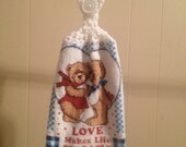 Kitchen Hang Towel made by Chloe's Oma - crochet love makes life bearable bears