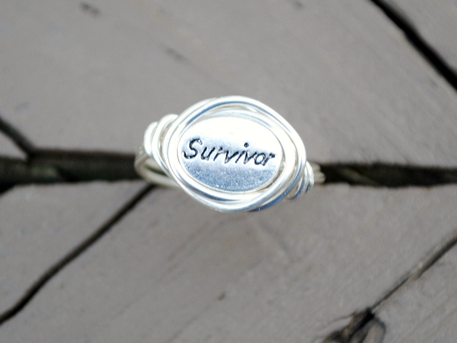 Wire Wrapped Ring Breast Cancer Survivor