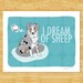 Australian Shepherd Print 5x7 Dog Art - I Dream of Sheep - Blue Merle Aussie
