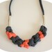 woven necklace / coral, dark gray