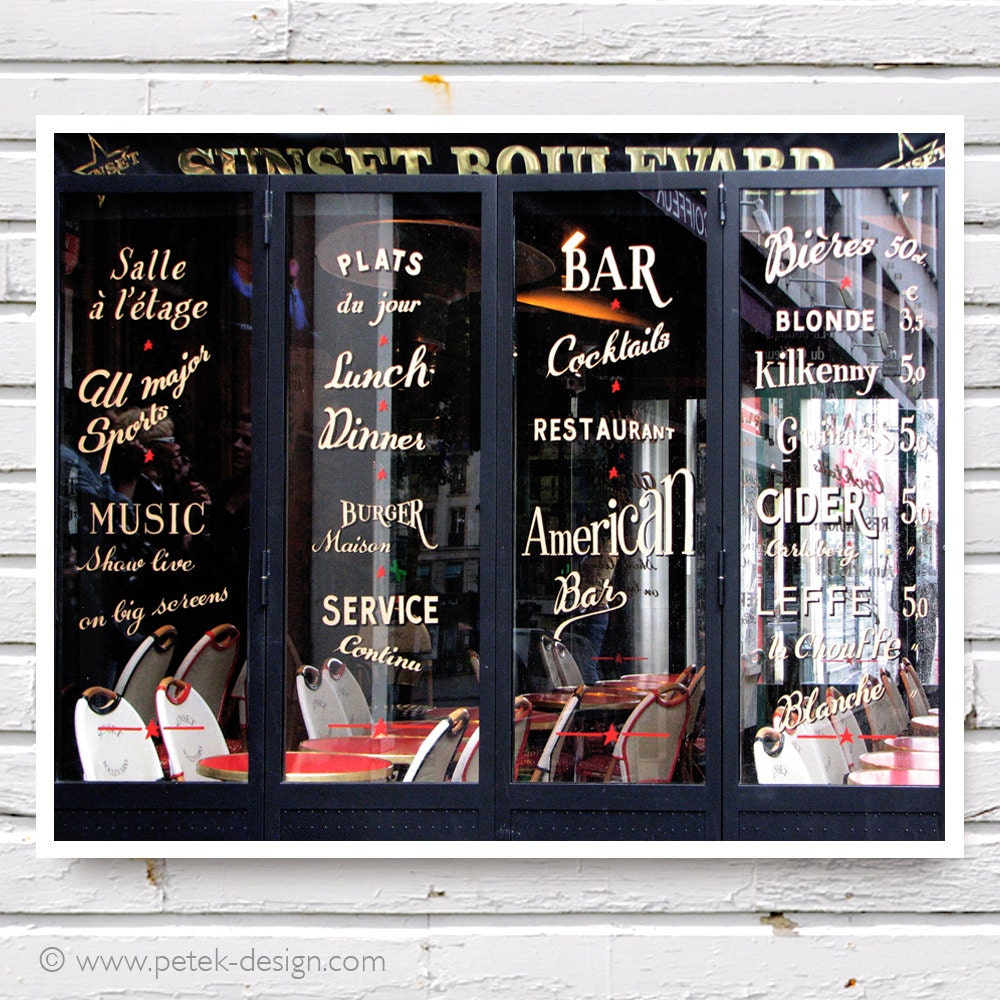 Paris Cafe Photo 8x10 Print, Kitchen Decor, French Coffee Restaurant, Red Black Typography, For Home Gift