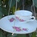 Teacup Bird Feeder vintage pink floral china repurposed shabby chic