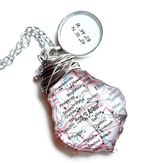 Map Latitude Longitude Coordinates Necklace