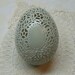 Hand Carved Victorian Lace Green Chicken Egg: Oval Medalion