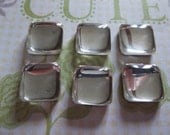 13mm Square Clear Glass Cabochons with Gold Foiled Backs & Rounded Corners - Qty 6