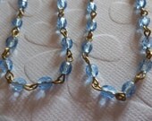 Sapphire Blue 4mm Fire Polished Glass Beads on Brass Beaded Chain - Qty 18 Inch strand