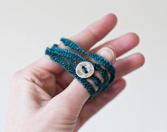 Crochet Bracelet .Teal blue .