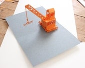 crane popup  card in orange or colour of your choice and name of your choice