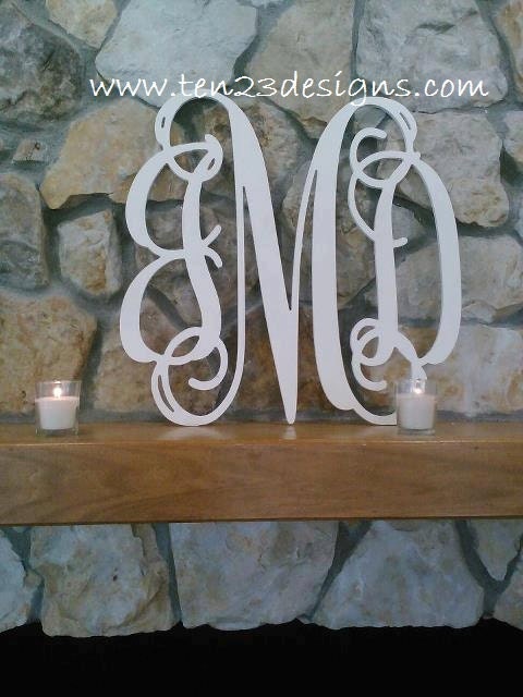 Personalized 22" Wooden Interlocking Monogram Cut Out - UNPAINTED