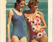 Vintage Knit Bathing Suits Sewing Pattern - Simplicity 6403 - Size 12 - Bust 34"