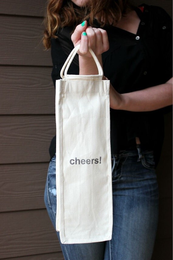 Set of 5 Cheers Wine Bottle Bags - cotton canvas with double handles - Perfect for Weddings, Housewarming Il_570xn