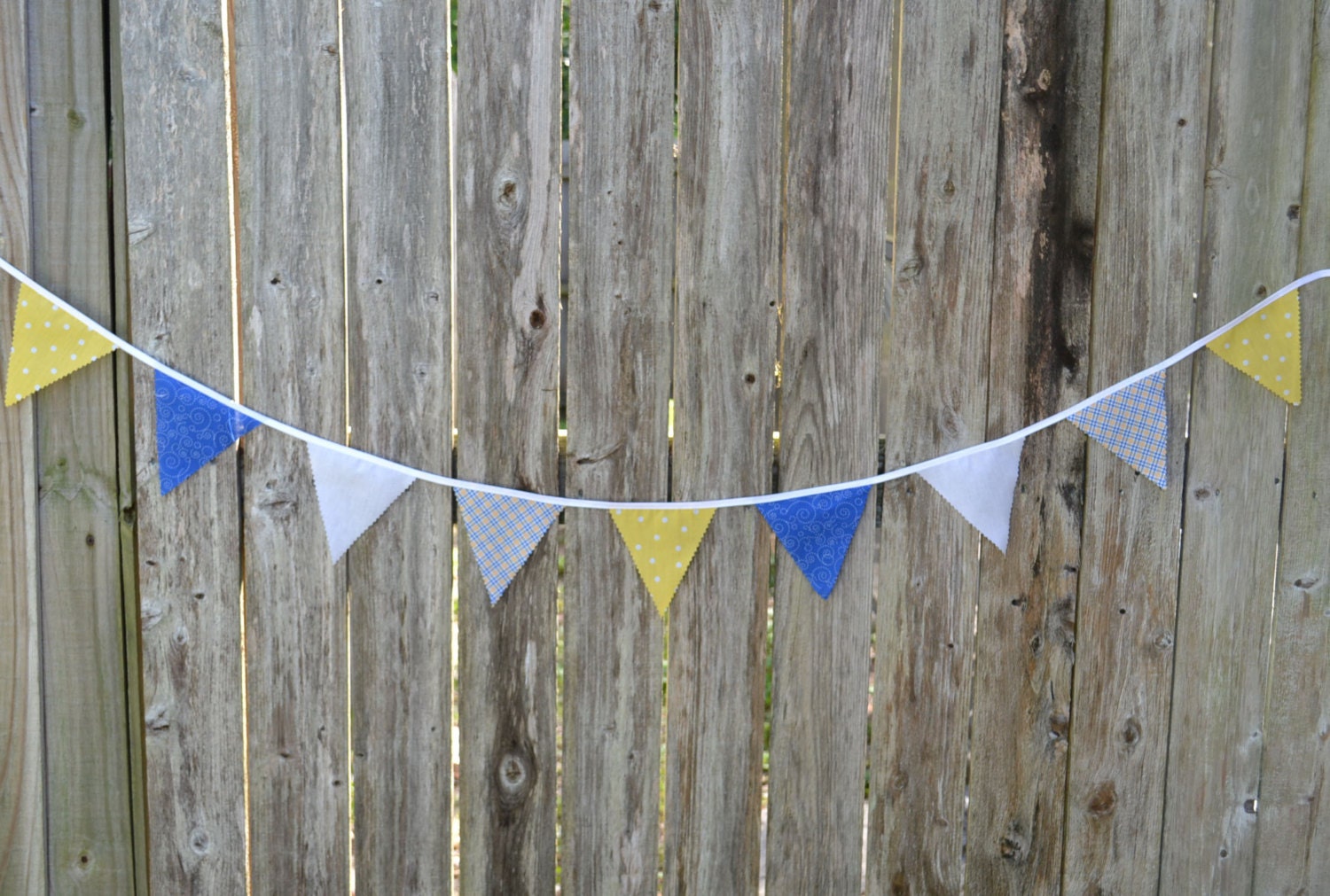 Affordable Mini-Pennant Flag Bunting - Royal Blue and Yellow - Newborn Photo Prop, Nursery Wall Hanging, Baby Shower