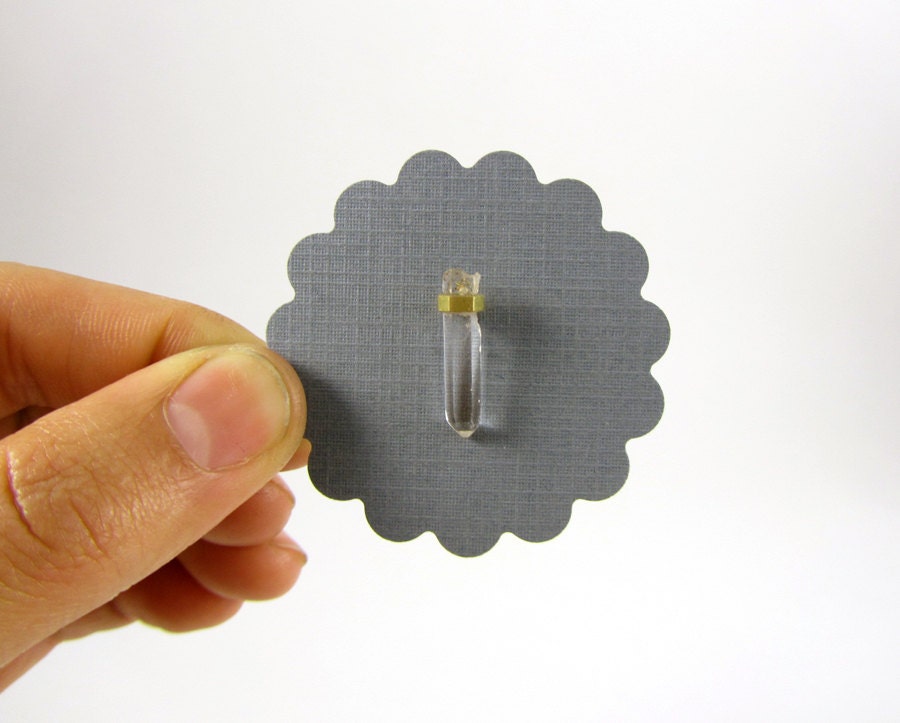 Quartz Crystal Earring stud with Brass, Sterling Silver Post single earring Free shipping