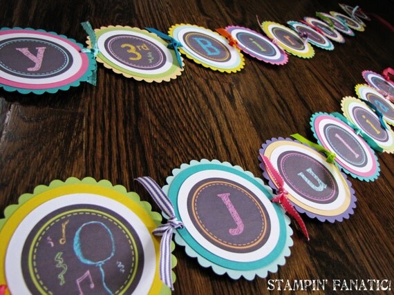 Chalkboard Doodle Collection: Large Birthday Banner. Chalkboard. Charcoal. Doodles. Music. Balloons. Art Party Birthday. Il_570xn