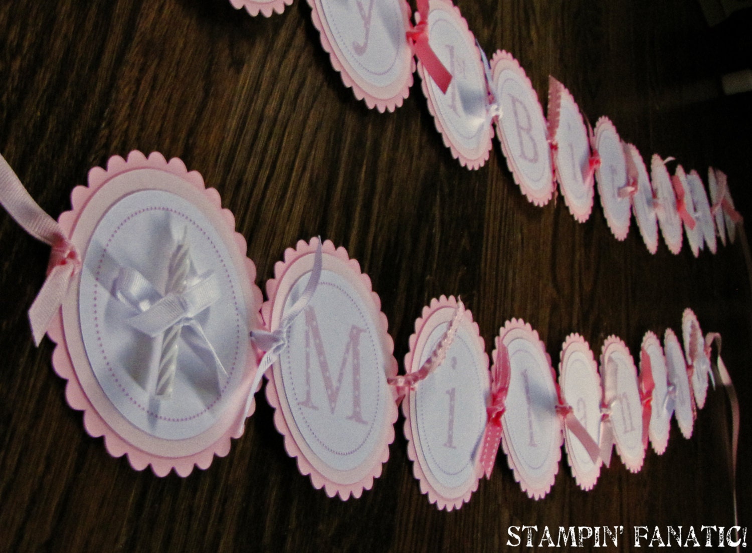 Pink Birthday Banner. Polka Dot Banner. Birthday Candle. Custom Large Birthday Banner. Made to Order. Shades of Pink. Pretty in Pink. Il_570xn