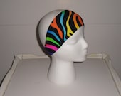 Multicolored zebra striped spandex headband