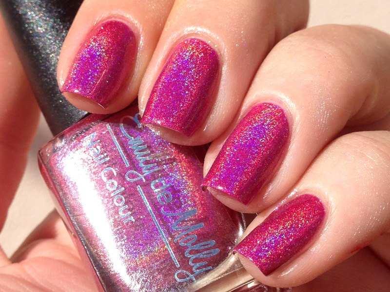 Nail polish - "Where boys fear to tread" pink linear holographic