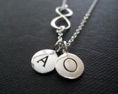 Infinity & two initial necklace, personalized necklace, Infinity couples necklace, silver infinity initial necklace, infinity love