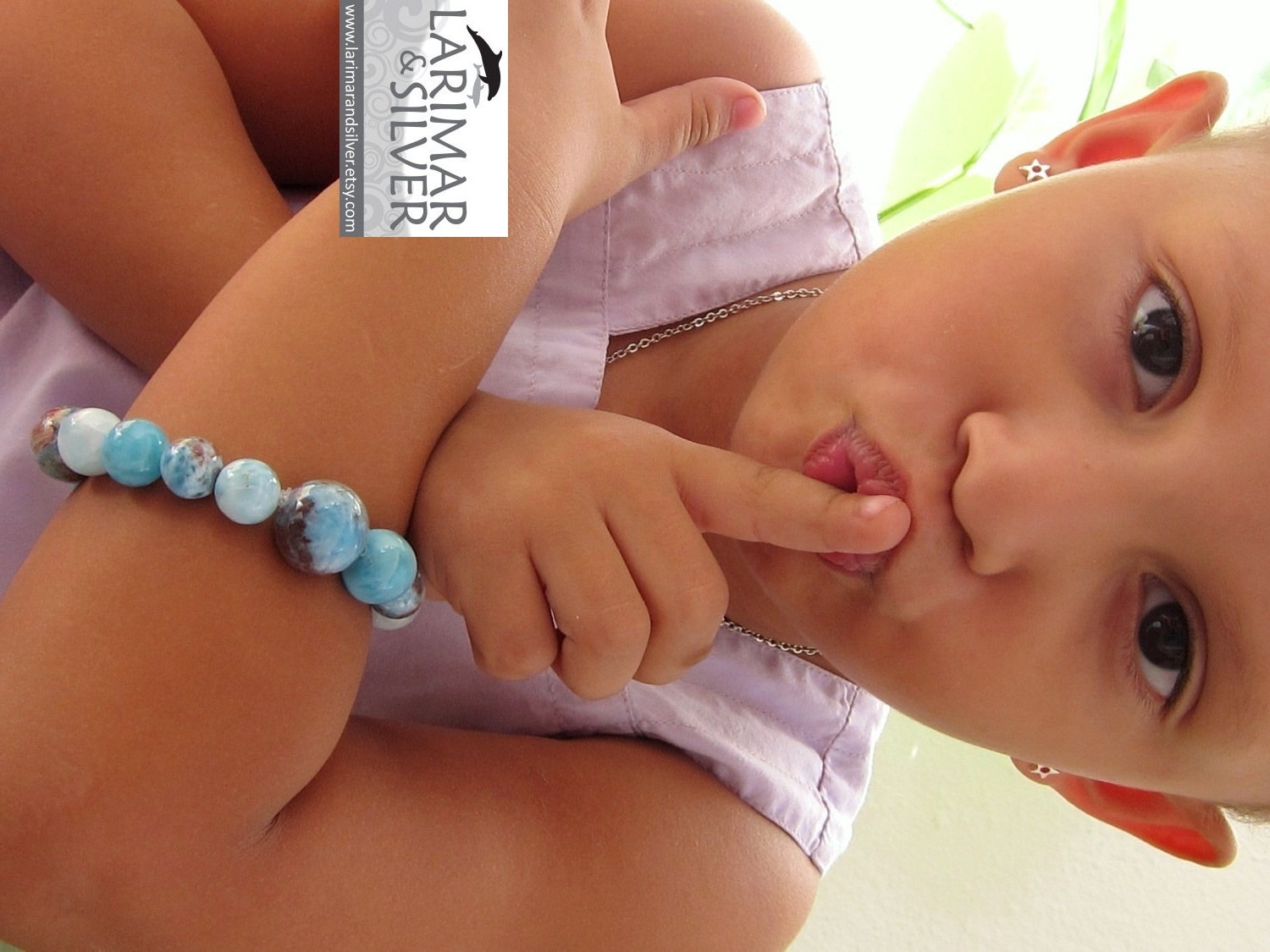 Larimar stretch bracelet, Do not Awaken the Volcano - superb sandy red and icy azure blue Larimar assorted gemstones