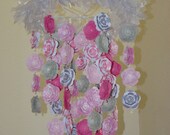 Flower Baby Mobile flower baby mobile Zinnia Rose Pinks and Grays