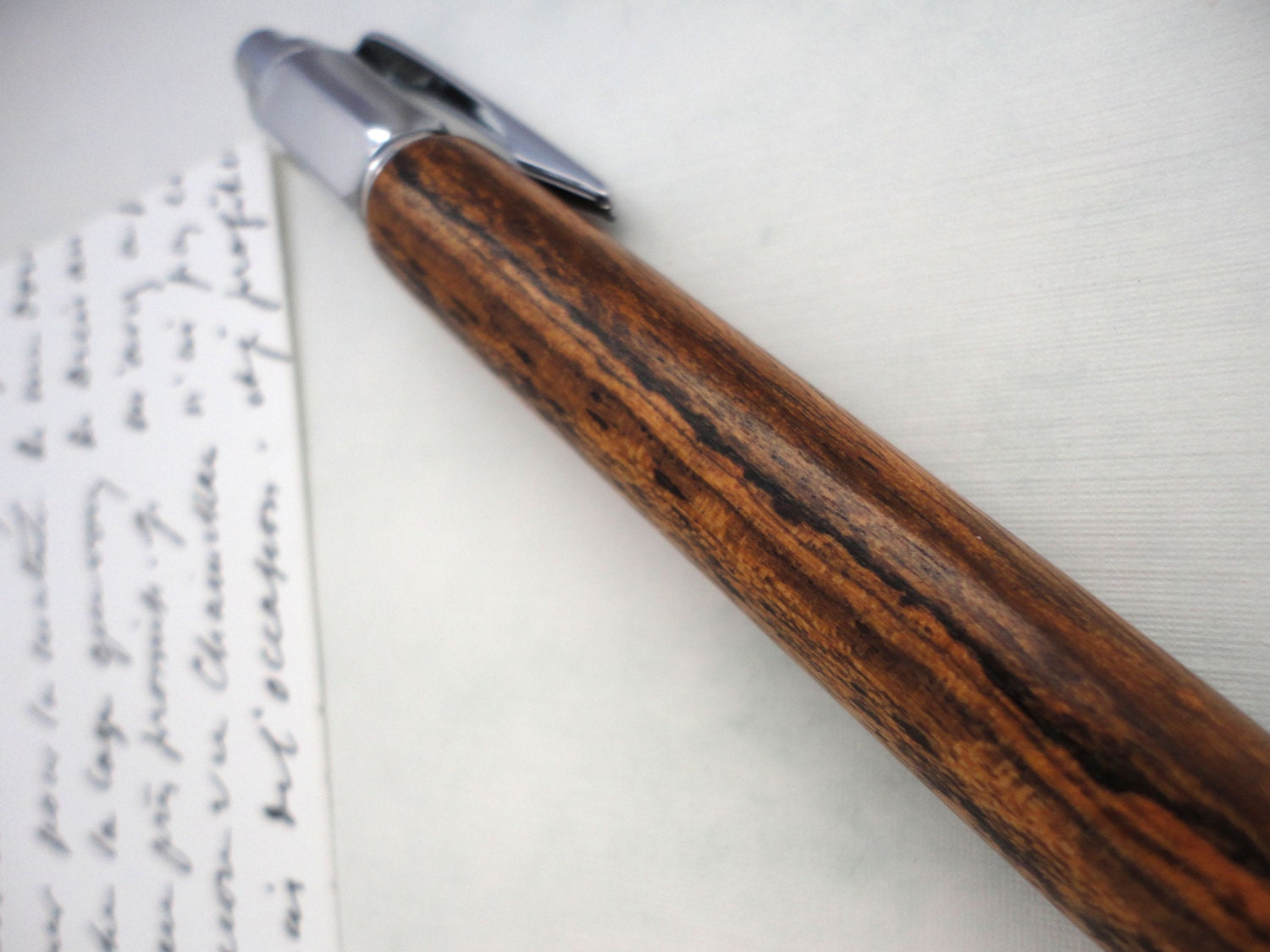 Bocote Wood Click Pen - Handmade in Iowa - gift boxed