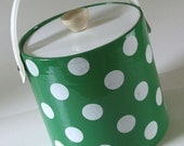 Fab Vintage 70s Kelly Green and White Polka Dot ICE BUCKET