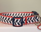 Large 1" Blue Herringbone Collar