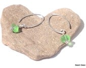 Sea Glass Beach Glass Lime Green Earrings Dangle Summer FREE Shipping