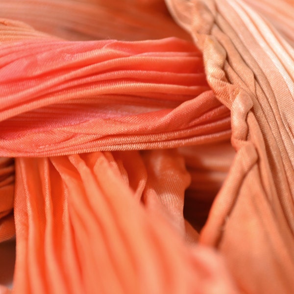 Hand Dyed and Pleated Silk Scarf in Burnt Orange
