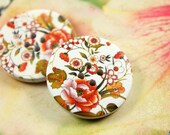 Wooden Buttons - Chrysoidine Peony In Full Bloom Picture Nature Wood Buttons, 1.18 inch (6 in a set)