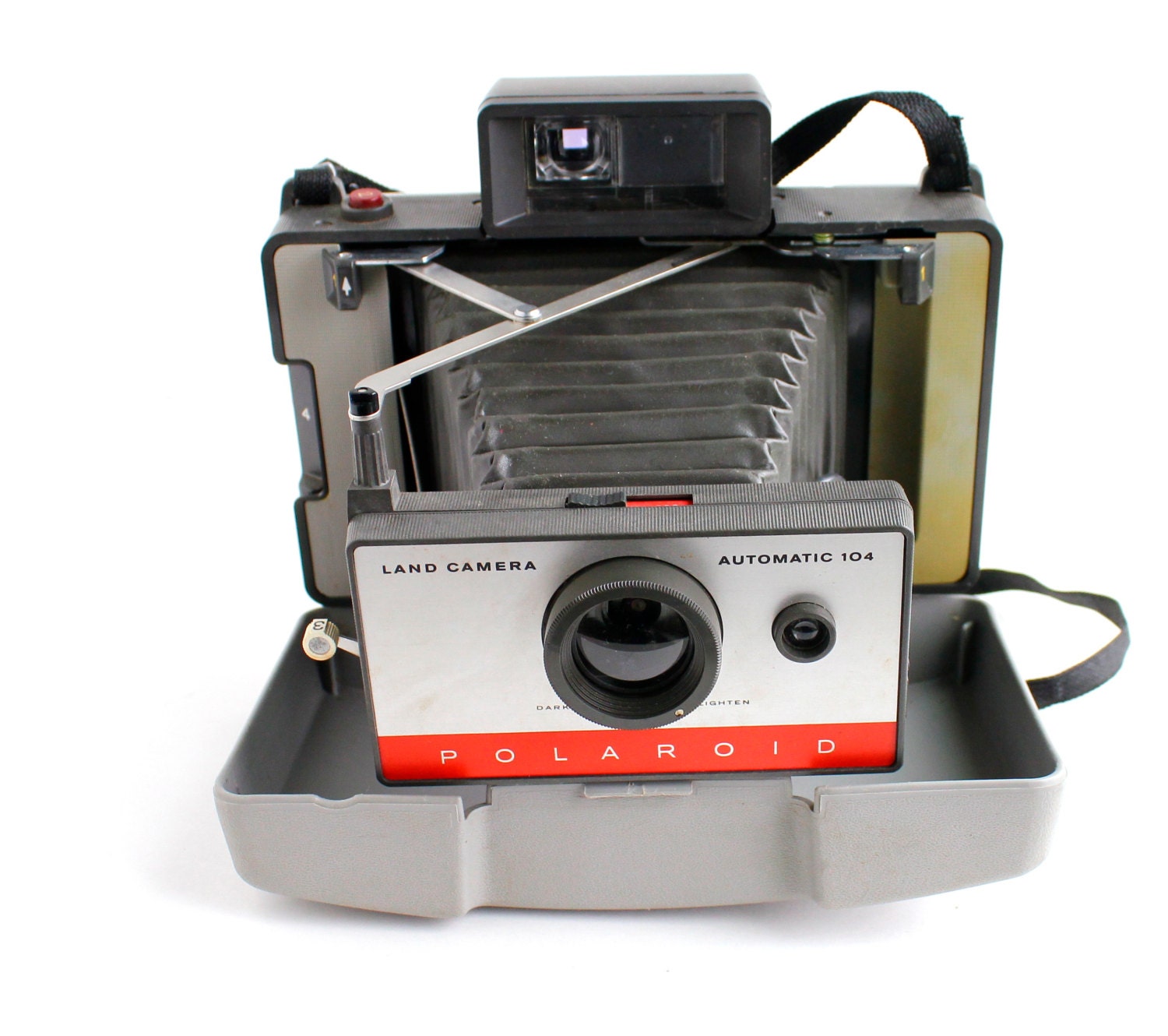 Vintage Polaroid Automatic 104 Land Camera With Hard Case - 1960s Instant Fold Up Home Decor / Accordion Photography