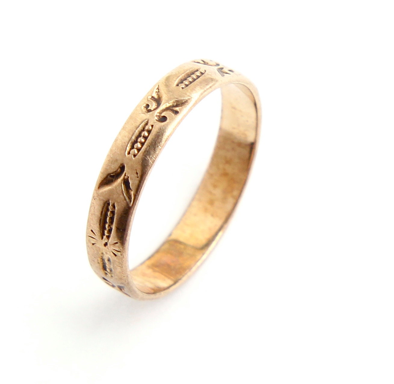 Antique 10K Rose Gold Victorian Ring - Late 1800s Knuckle Midi Baby Size 4 3/4 Fine Jewelry / Etruscan Eternity
