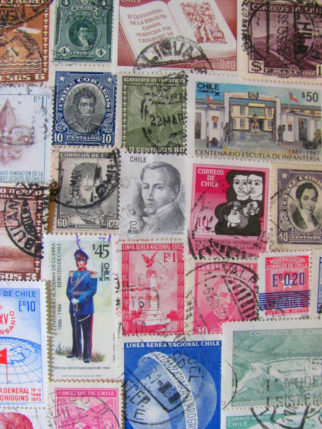 Just Chilean in Antarctica 50 Vintage Latin Love Worldwide Chilean Postage Stamps Philately Repubublic of Chile South America Santiago