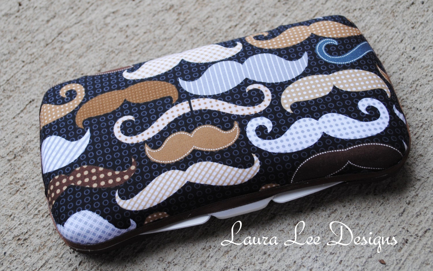 Mustaches on Navy  Boutique Style Travel Baby Wipe Case READY TO SHIP