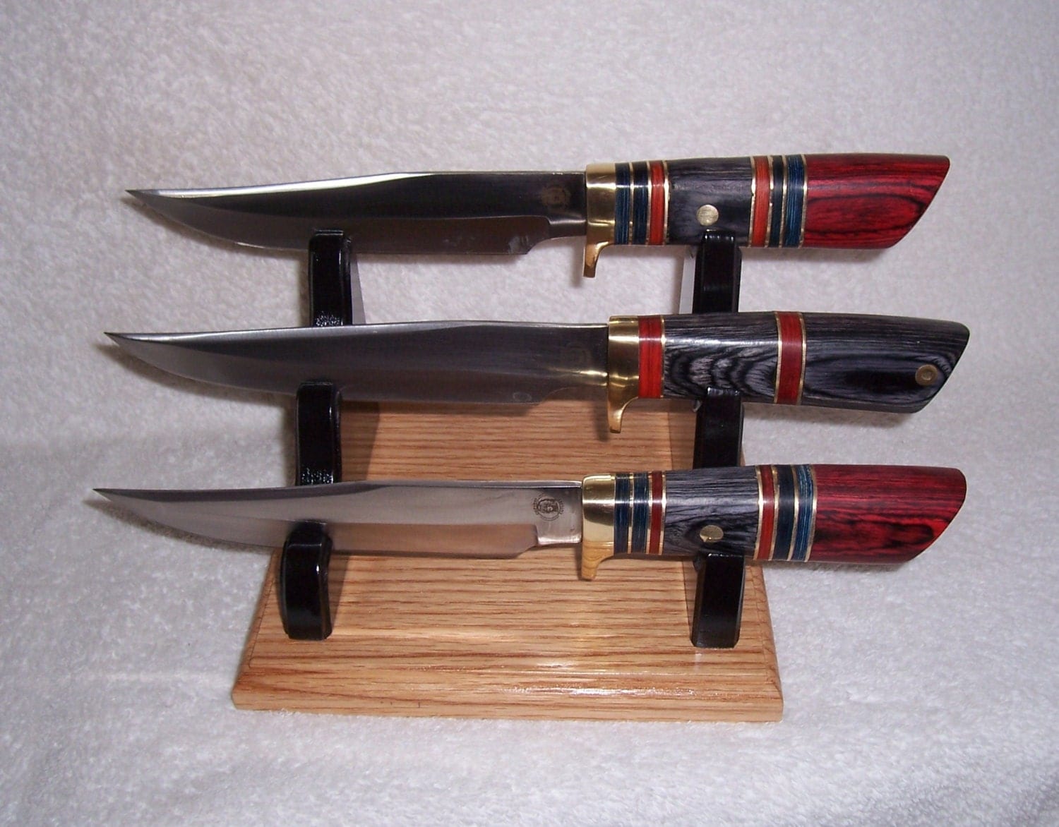 Triple Large Fixed Blade Knife Display Stand by Desertedgedisplay